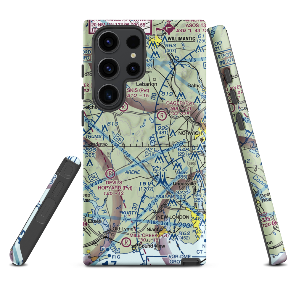 Gardner Lake Airport (CT08) VFR Sectional Samsung Phone Case Samsung Galaxy S23 Ultra model shown