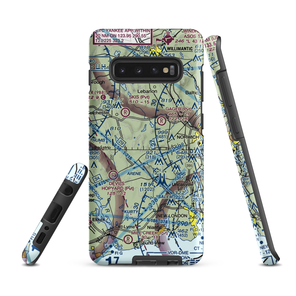 Gardner Lake Airport (CT08) VFR Sectional Samsung Phone Case Samsung Galaxy S10 Plus model shown