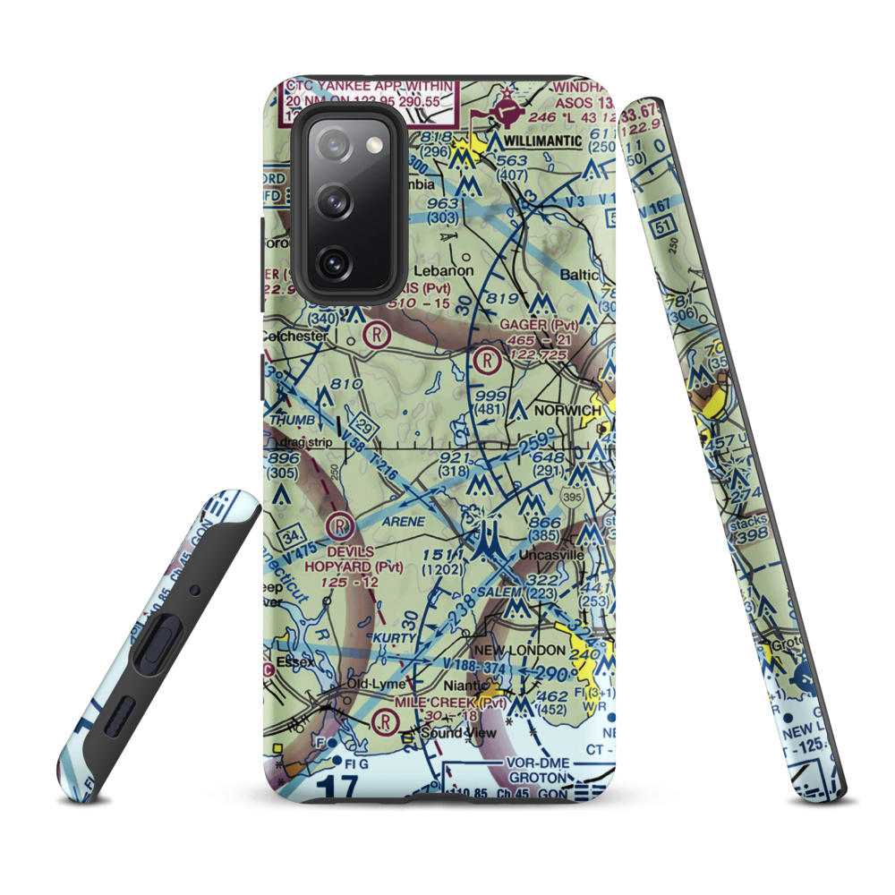 Gardner Lake Airport (CT08) VFR Sectional Samsung Phone Case Samsung Galaxy S20 FE model shown