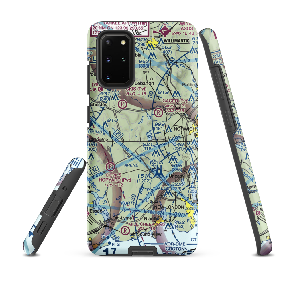 Gardner Lake Airport (CT08) VFR Sectional Samsung Phone Case Samsung Galaxy S20 Plus model shown