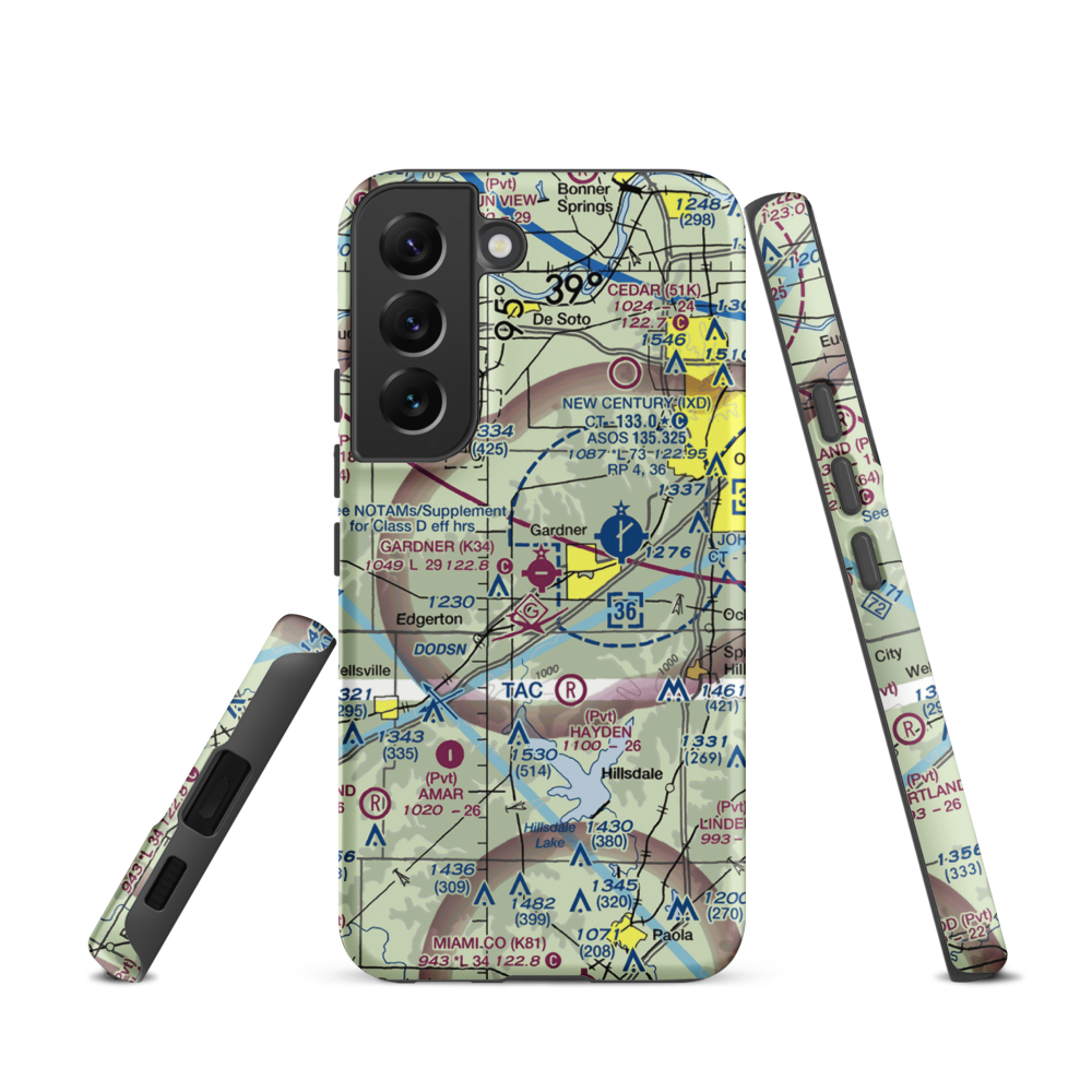 Gardner Municipal Airport (K34) VFR Sectional Samsung Phone Case Samsung Galaxy S22 model shown