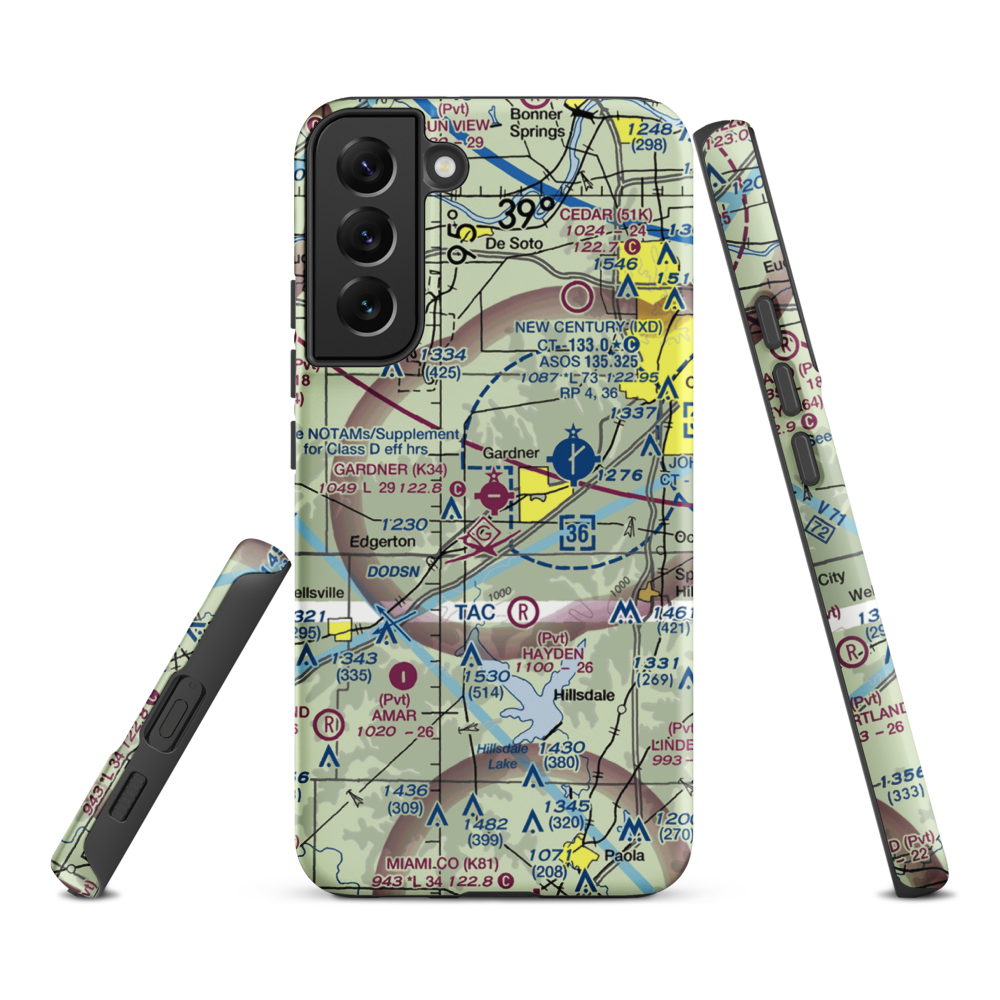 Gardner Municipal Airport (K34) VFR Sectional Samsung Phone Case Samsung Galaxy S22 Plus model shown