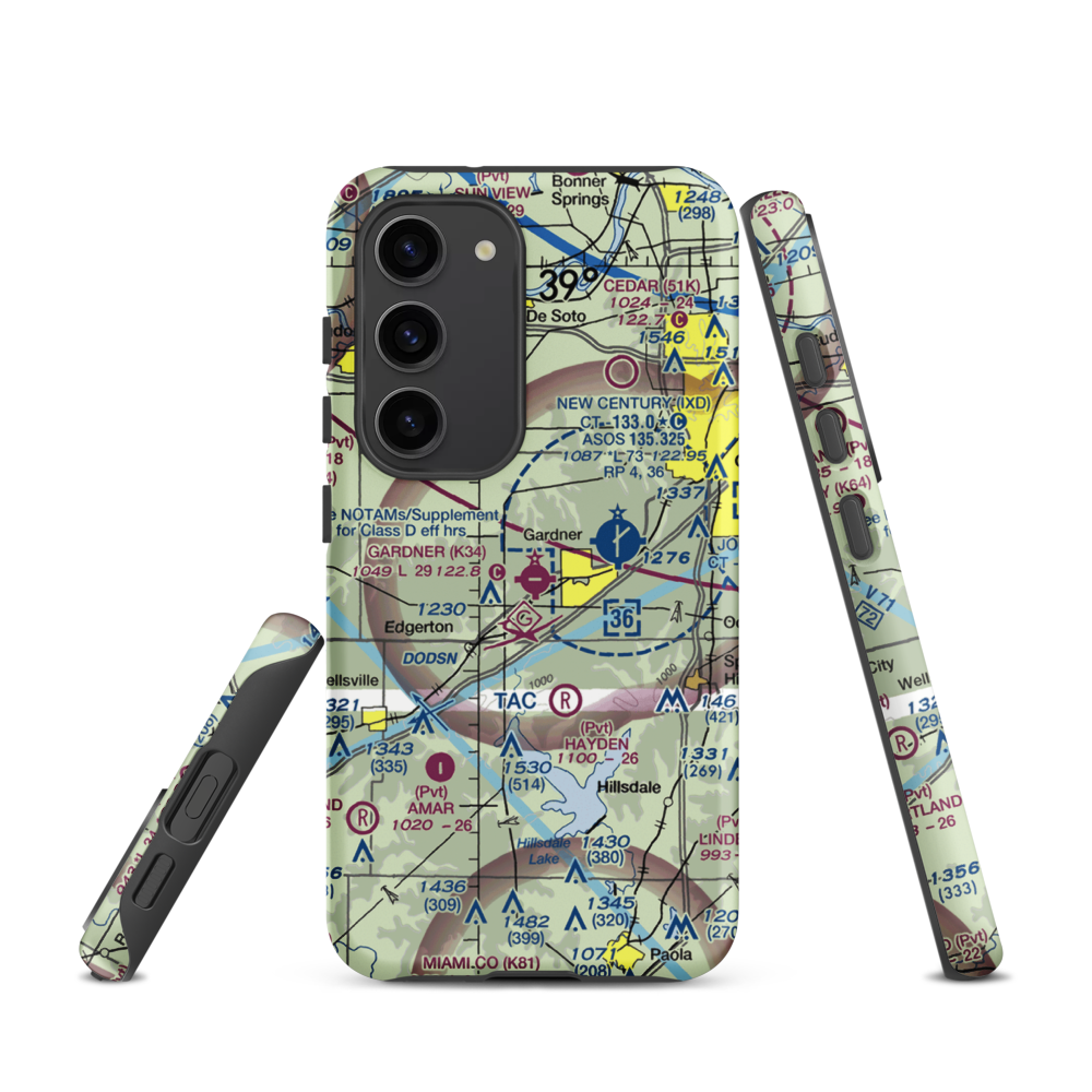 Gardner Municipal Airport (K34) VFR Sectional Samsung Phone Case Samsung Galaxy S23 model shown