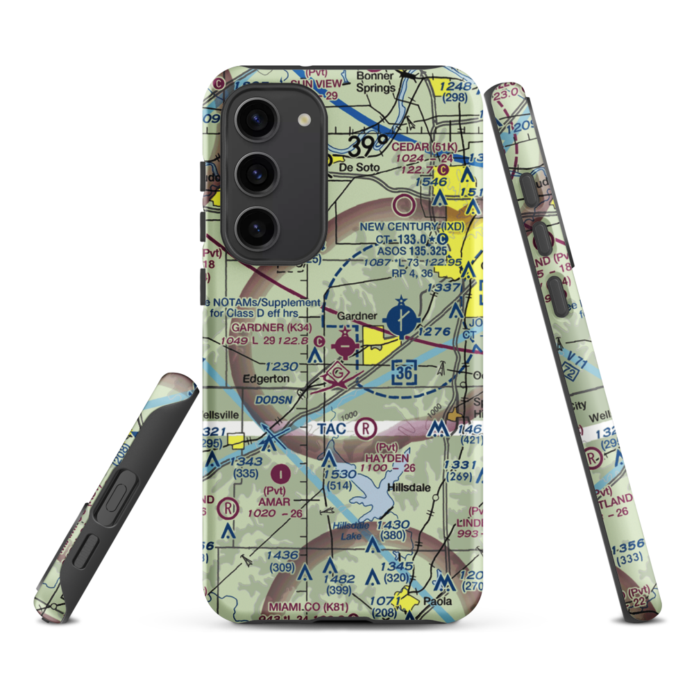 Gardner Municipal Airport (K34) VFR Sectional Samsung Phone Case Samsung Galaxy S23 Plus model shown