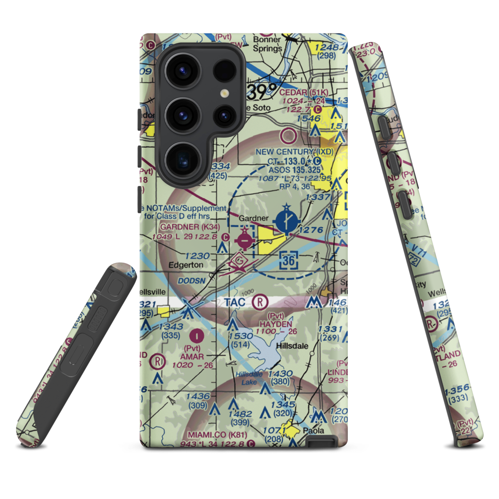 Gardner Municipal Airport (K34) VFR Sectional Samsung Phone Case Samsung Galaxy S23 Ultra model shown
