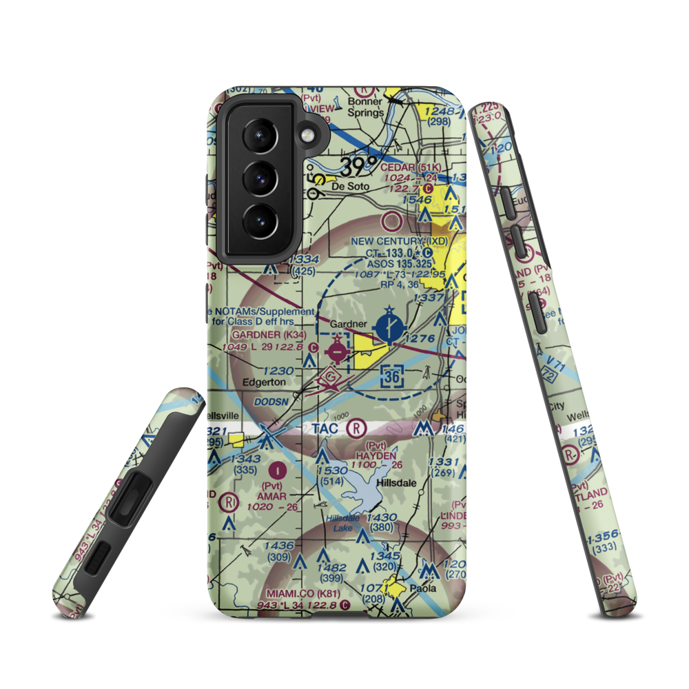 Gardner Municipal Airport (K34) VFR Sectional Samsung Phone Case Samsung Galaxy S21 model shown