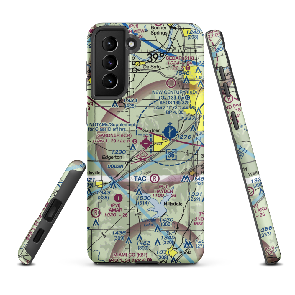 Gardner Municipal Airport (K34) VFR Sectional Samsung Phone Case Samsung Galaxy S21 FE model shown