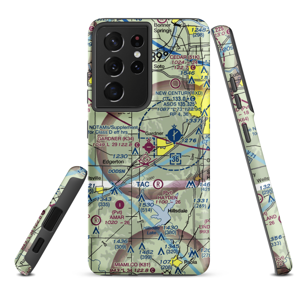 Gardner Municipal Airport (K34) VFR Sectional Samsung Phone Case Samsung Galaxy S21 Plus model shown