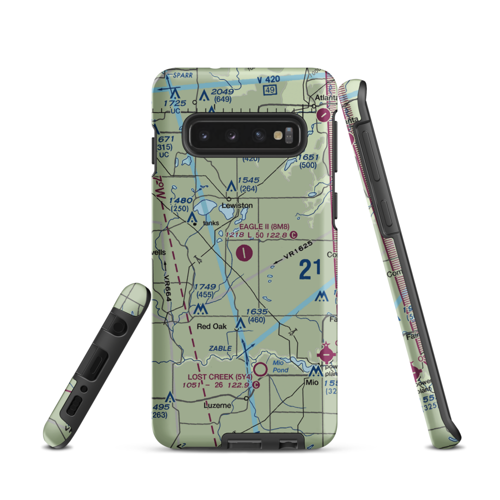 Garland Airport (8M8) VFR Sectional Samsung Phone Case Samsung Galaxy S10 model shown