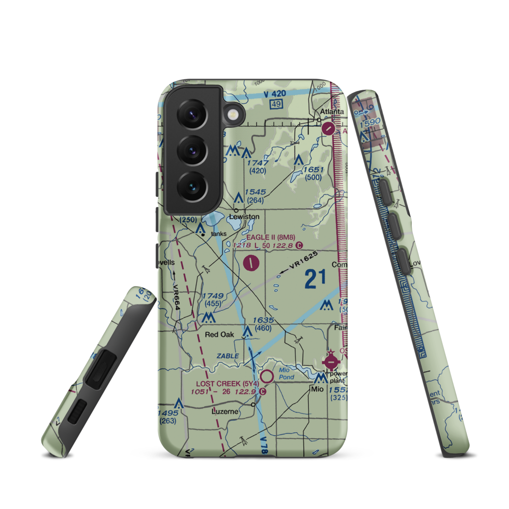 Garland Airport (8M8) VFR Sectional Samsung Phone Case Samsung Galaxy S22 model shown