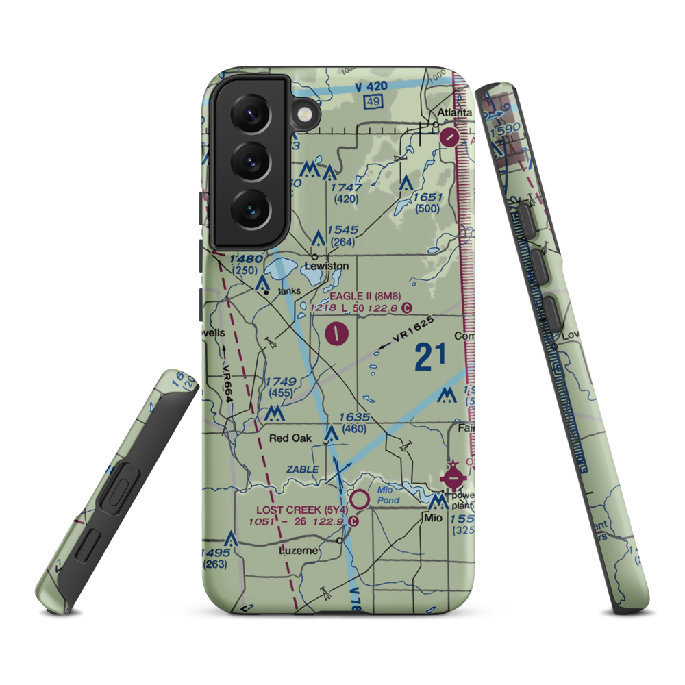 Garland Airport (8M8) VFR Sectional Samsung Phone Case Samsung Galaxy S22 Plus model shown