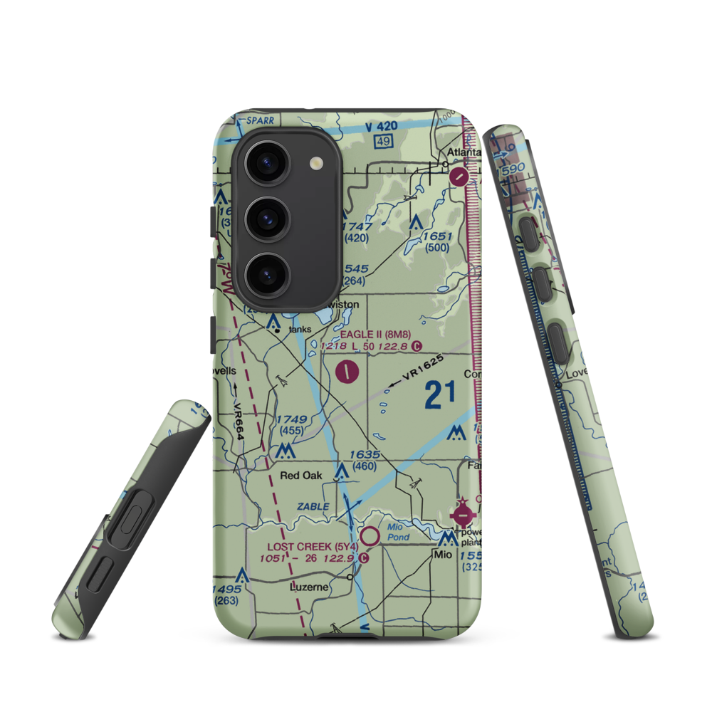 Garland Airport (8M8) VFR Sectional Samsung Phone Case Samsung Galaxy S23 model shown