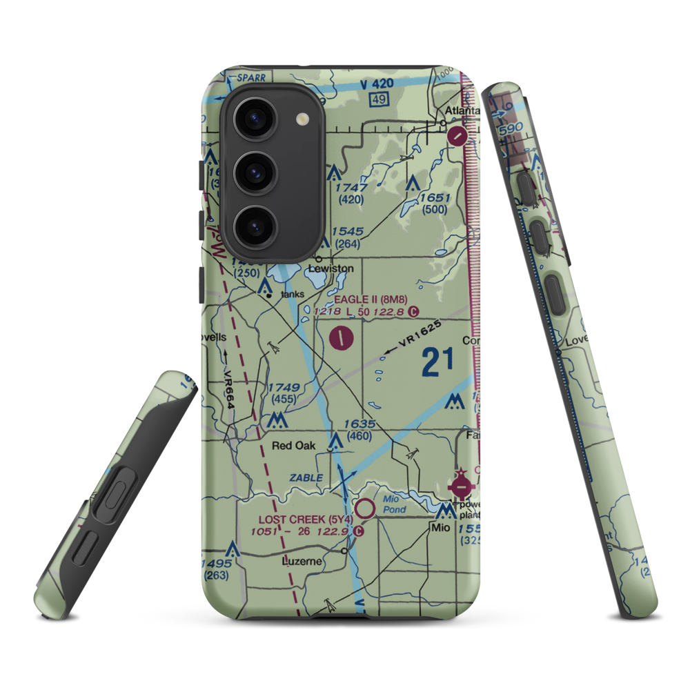 Garland Airport (8M8) VFR Sectional Samsung Phone Case Samsung Galaxy S23 Plus model shown