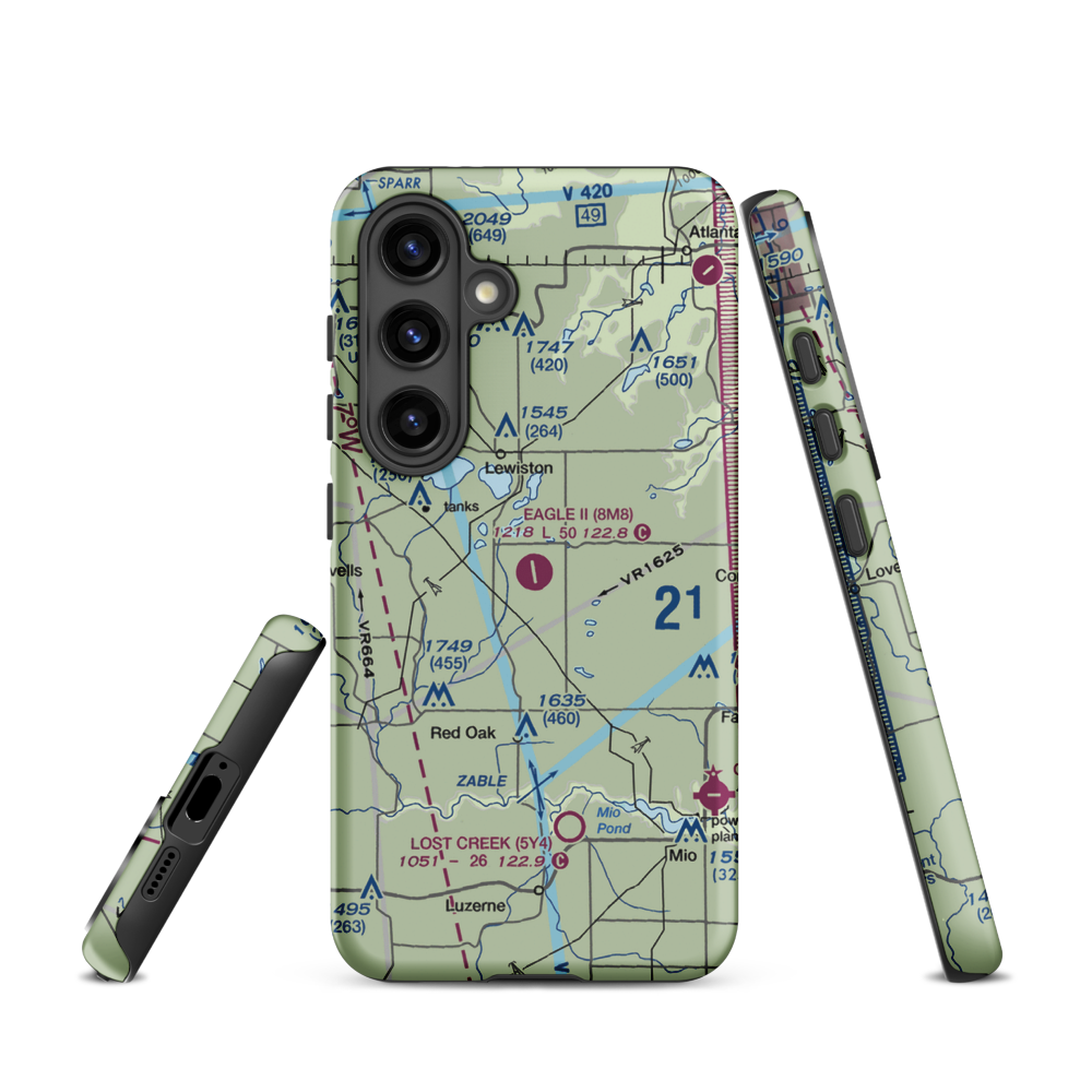 Garland Airport (8M8) VFR Sectional Samsung Phone Case Samsung Galaxy S24 model shown
