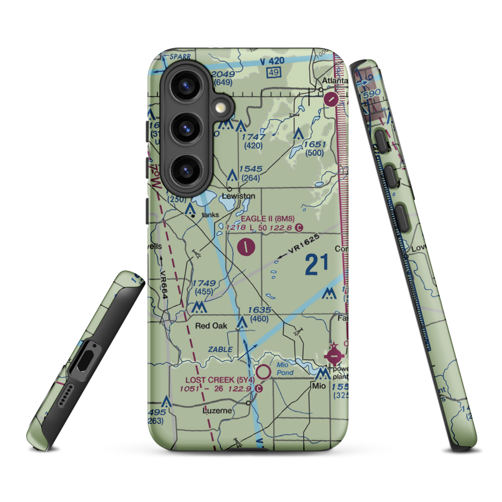 Garland Airport (8M8) VFR Sectional Samsung Phone Case Samsung Galaxy S24 Plus model shown
