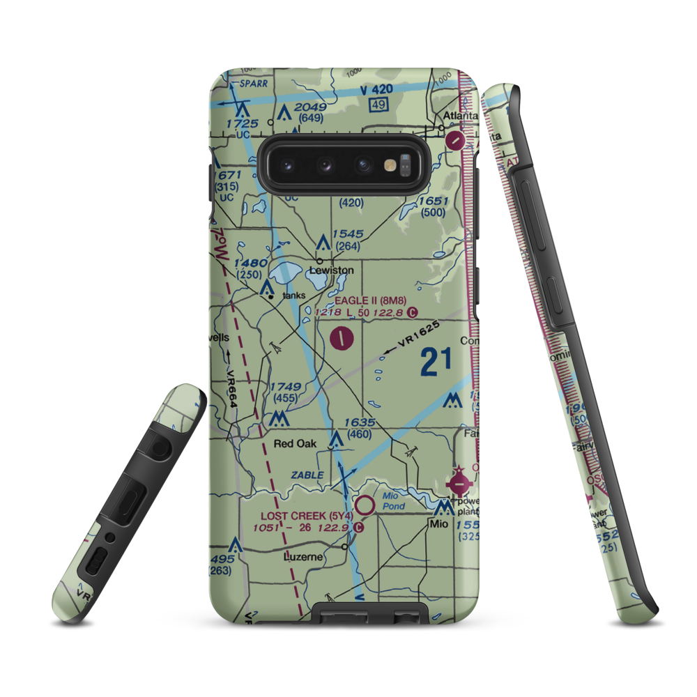 Garland Airport (8M8) VFR Sectional Samsung Phone Case Samsung Galaxy S10 Plus model shown