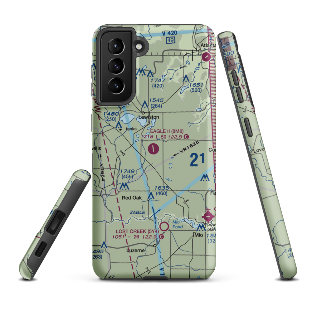 Garland Airport (8M8) VFR Sectional Samsung Phone Case Samsung Galaxy S21 Plus model shown