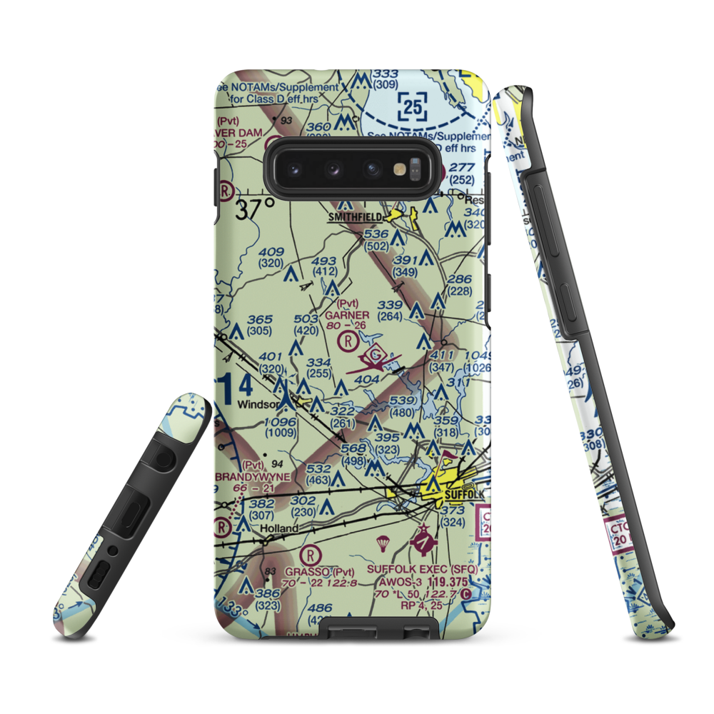 Garner Airport (3VA8) VFR Sectional Samsung Phone Case Samsung Galaxy S10 Plus model shown