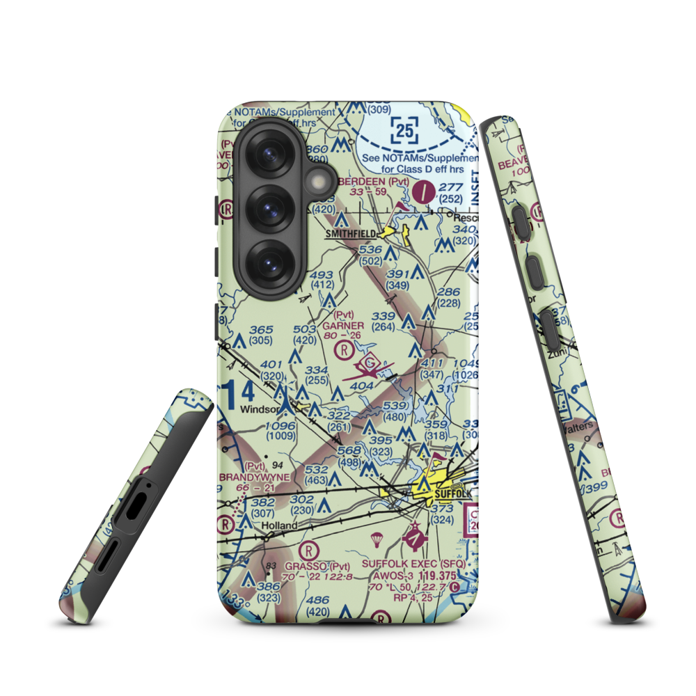 Garner Airport (3VA8) VFR Sectional Samsung Phone Case Samsung Galaxy S25 model shown