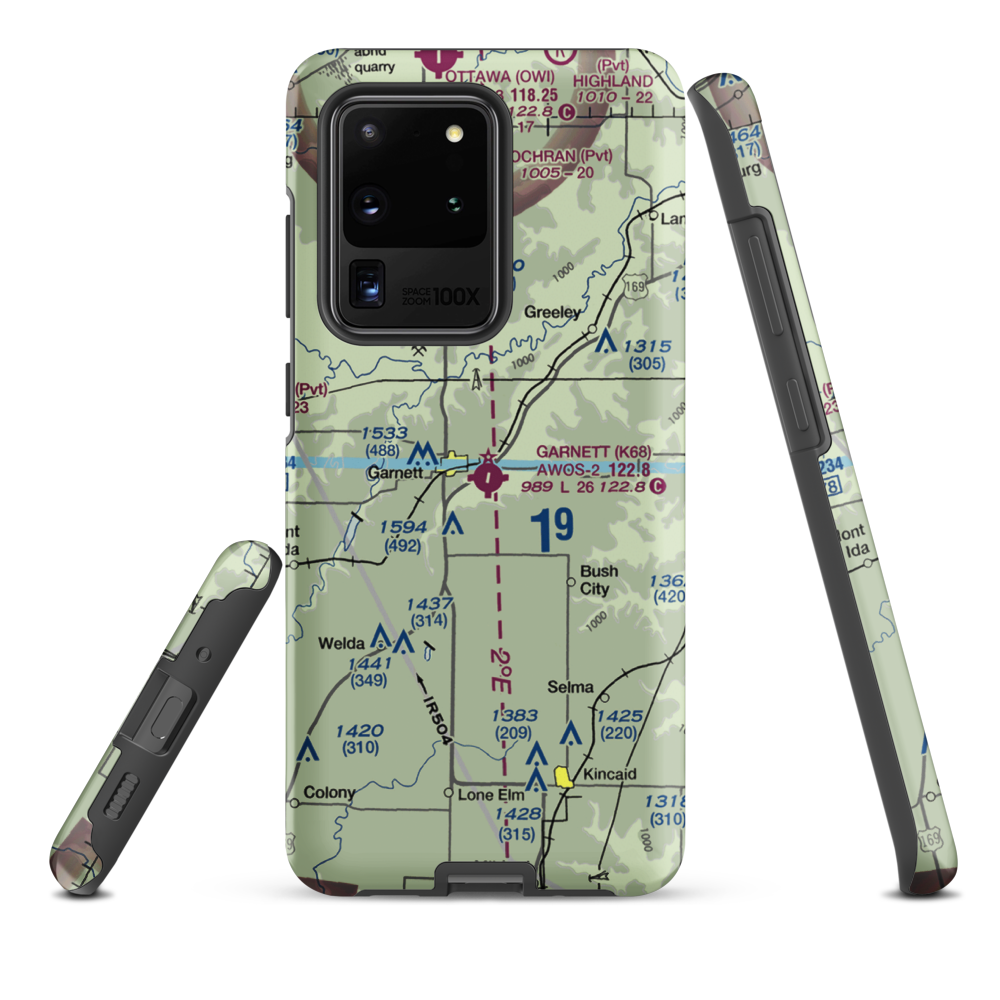 Garnett Municipal Airport (K68) VFR Sectional Samsung Phone Case Samsung Galaxy S20 Ultra model shown