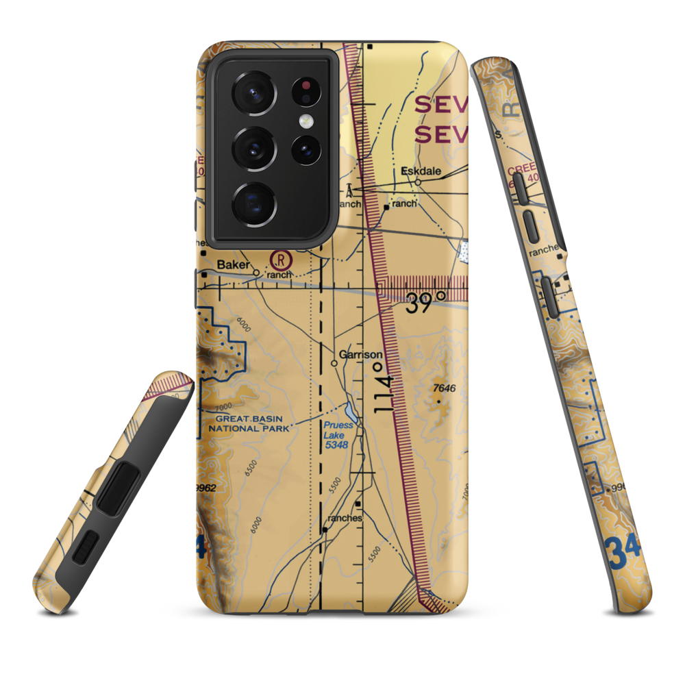 Garrison Airport (UT70) VFR Sectional Samsung Phone Case Samsung Galaxy S21 Plus model shown