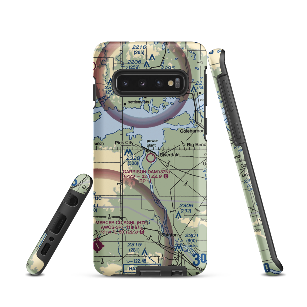 Garrison Dam Recreational Airpark (37N) VFR Sectional Samsung Phone Case Samsung Galaxy S10 model shown