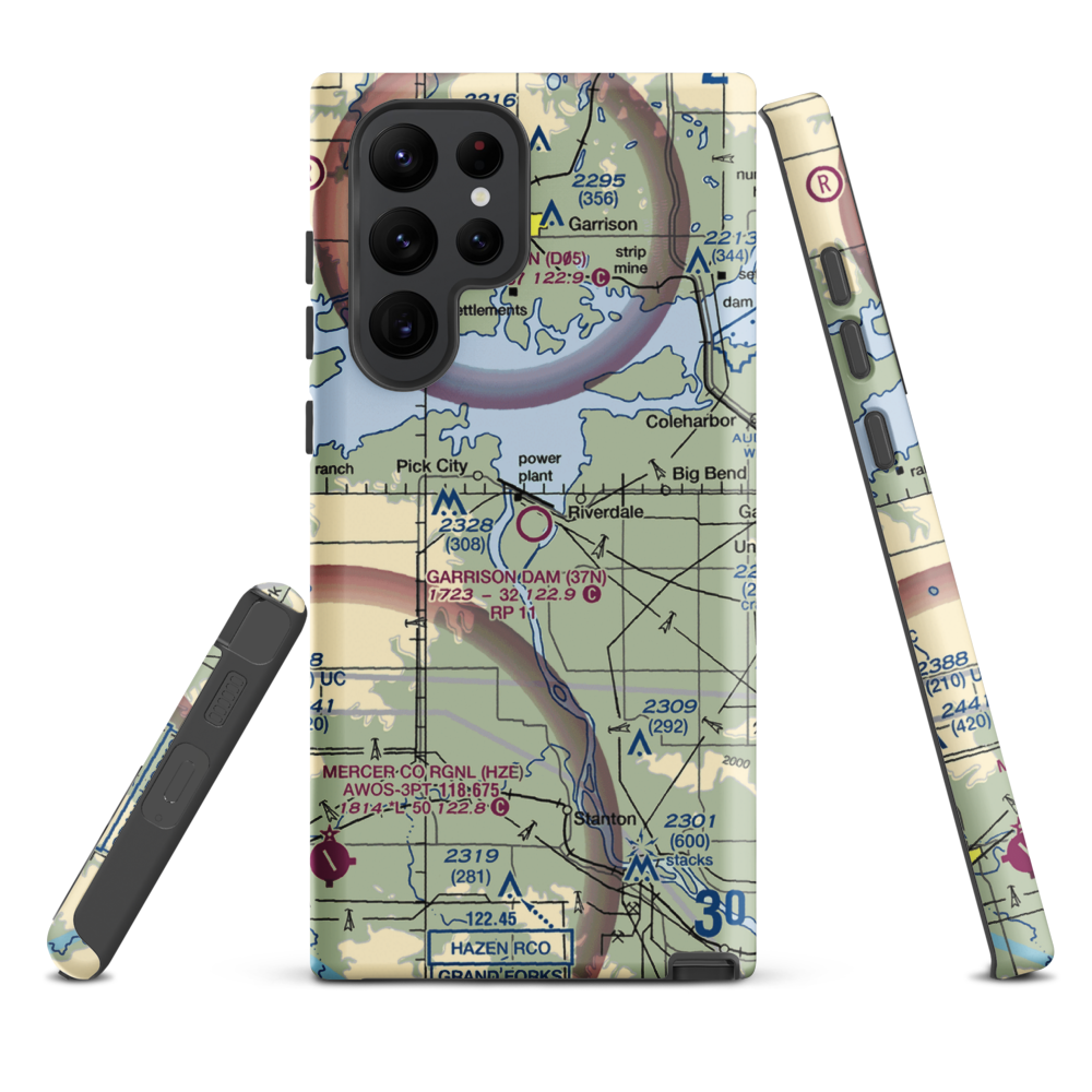 Garrison Dam Recreational Airpark (37N) VFR Sectional Samsung Phone Case Samsung Galaxy S22 Ultra model shown