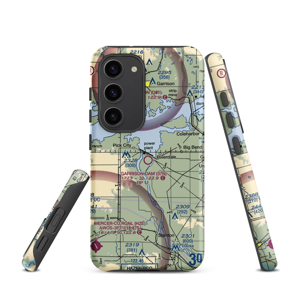 Garrison Dam Recreational Airpark (37N) VFR Sectional Samsung Phone Case Samsung Galaxy S23 model shown