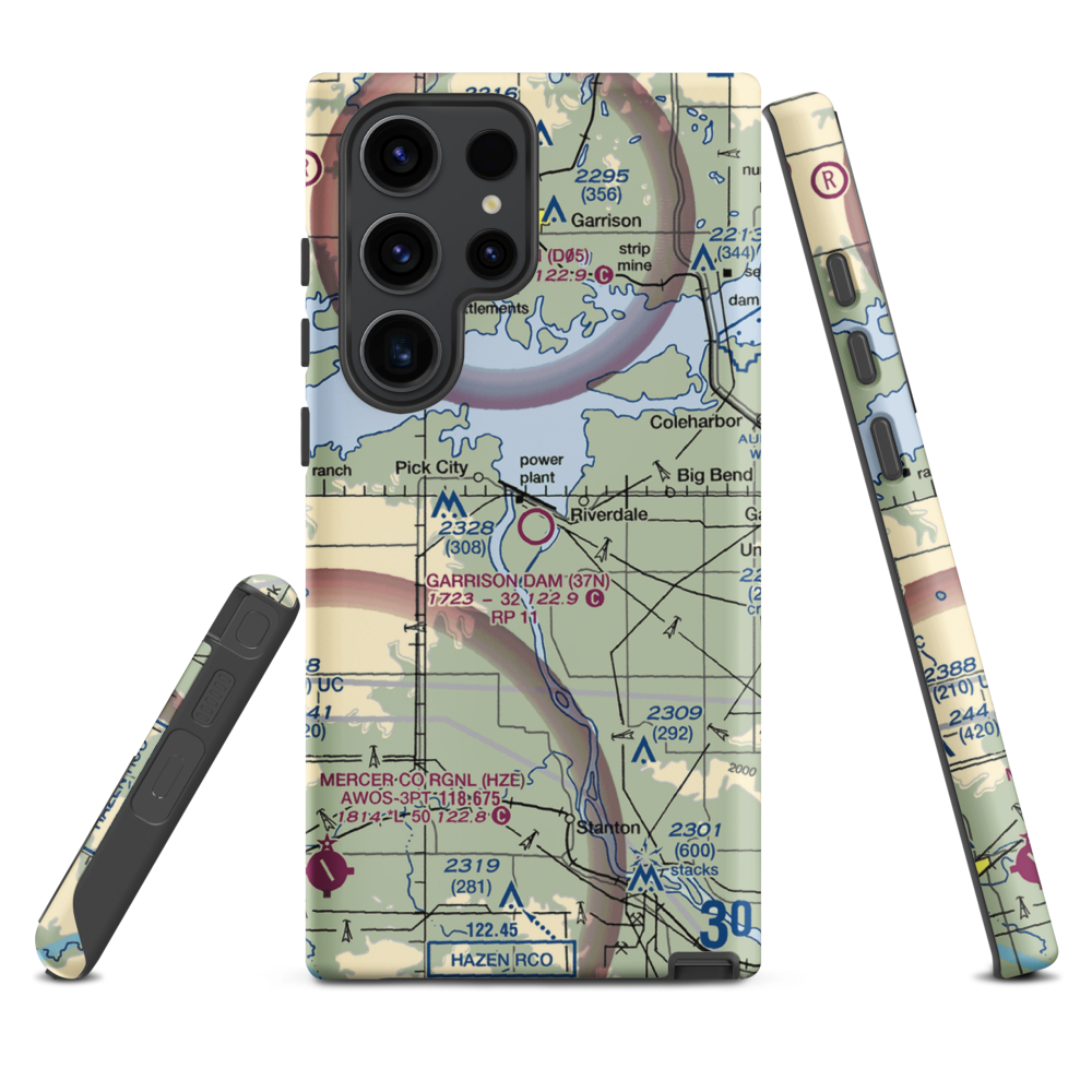 Garrison Dam Recreational Airpark (37N) VFR Sectional Samsung Phone Case Samsung Galaxy S23 Ultra model shown