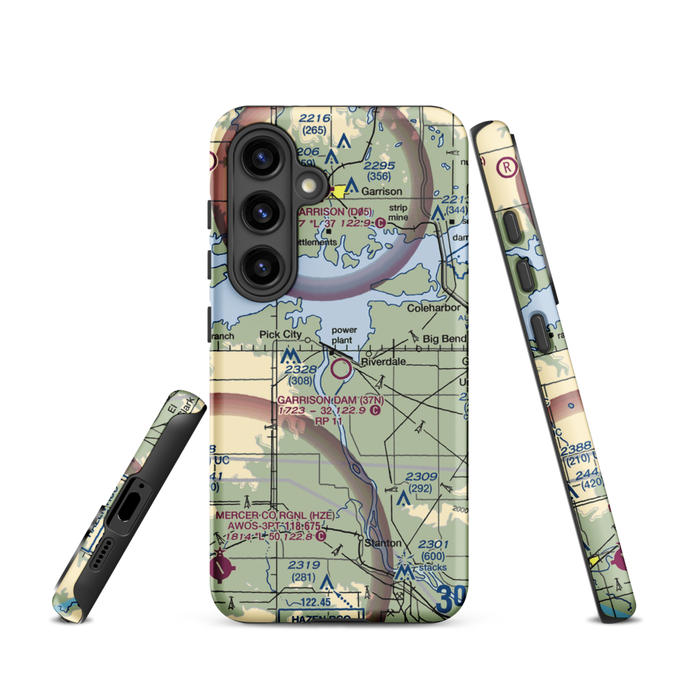 Garrison Dam Recreational Airpark (37N) VFR Sectional Samsung Phone Case Samsung Galaxy S24 model shown