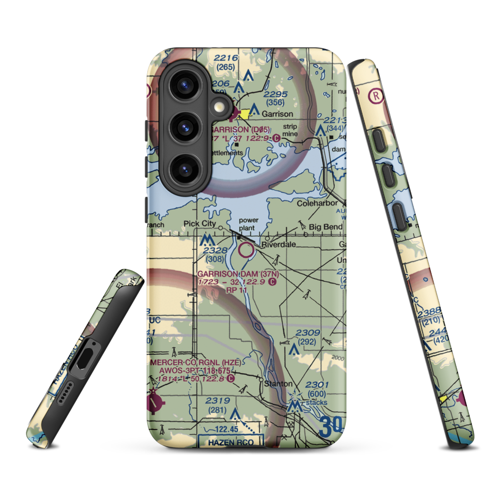 Garrison Dam Recreational Airpark (37N) VFR Sectional Samsung Phone Case Samsung Galaxy S24 Plus model shown