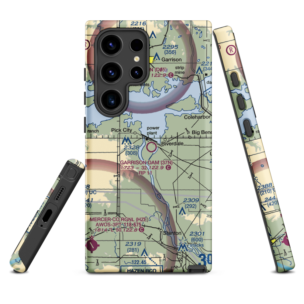 Garrison Dam Recreational Airpark (37N) VFR Sectional Samsung Phone Case Samsung Galaxy S24 Ultra model shown