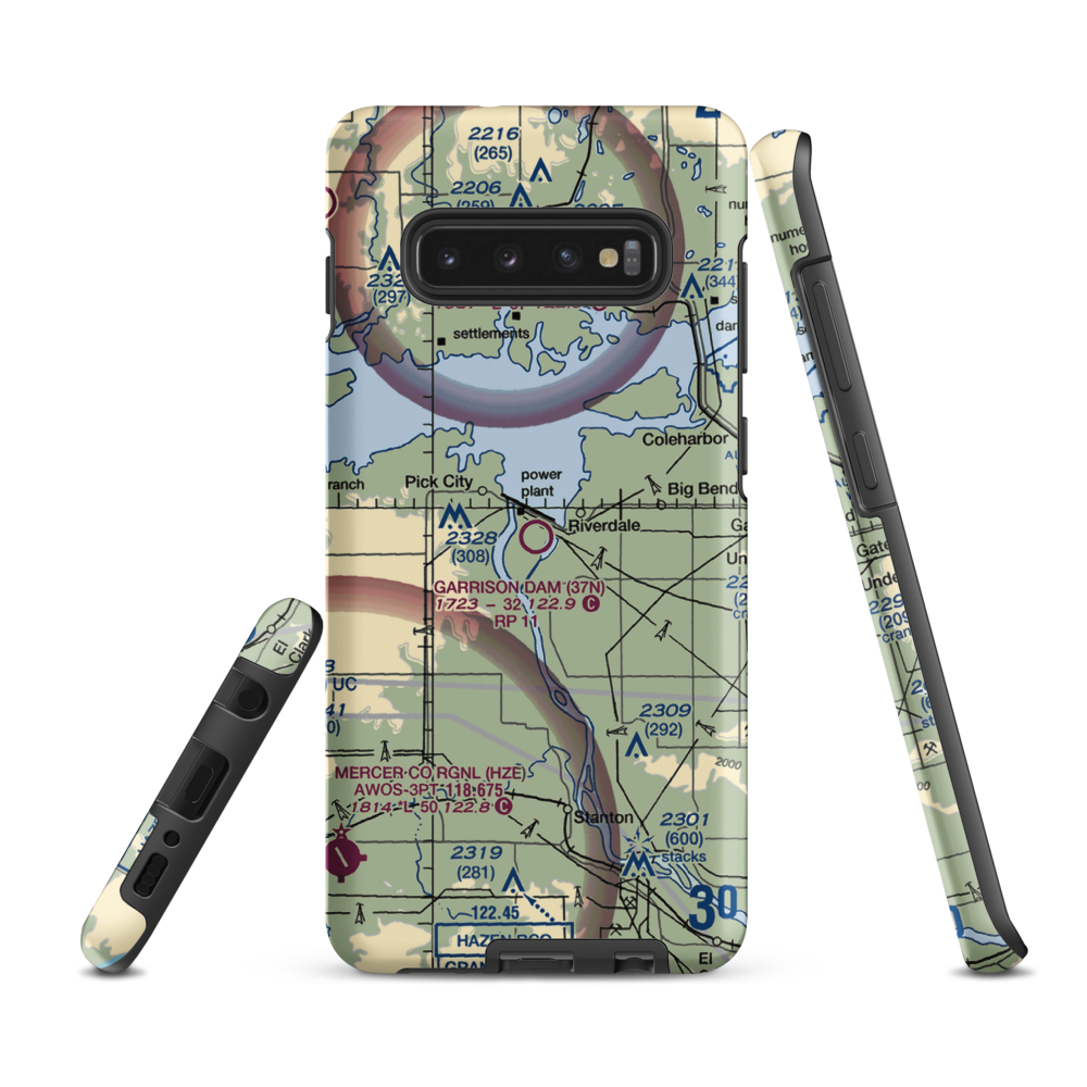 Garrison Dam Recreational Airpark (37N) VFR Sectional Samsung Phone Case Samsung Galaxy S10 Plus model shown