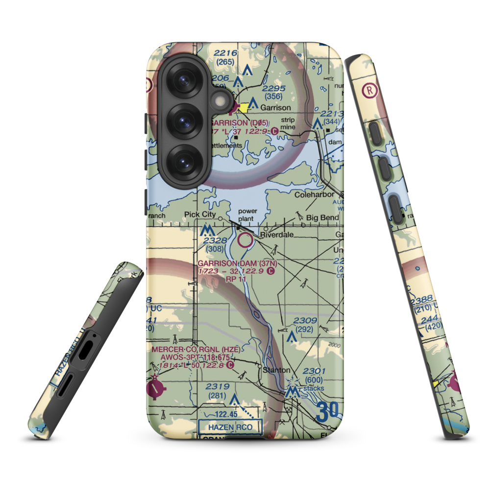 Garrison Dam Recreational Airpark (37N) VFR Sectional Samsung Phone Case Samsung Galaxy S25 Plus model shown