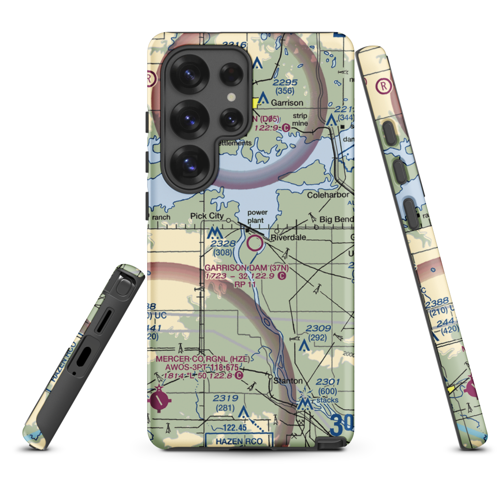 Garrison Dam Recreational Airpark (37N) VFR Sectional Samsung Phone Case Samsung Galaxy S25 Ultra model shown