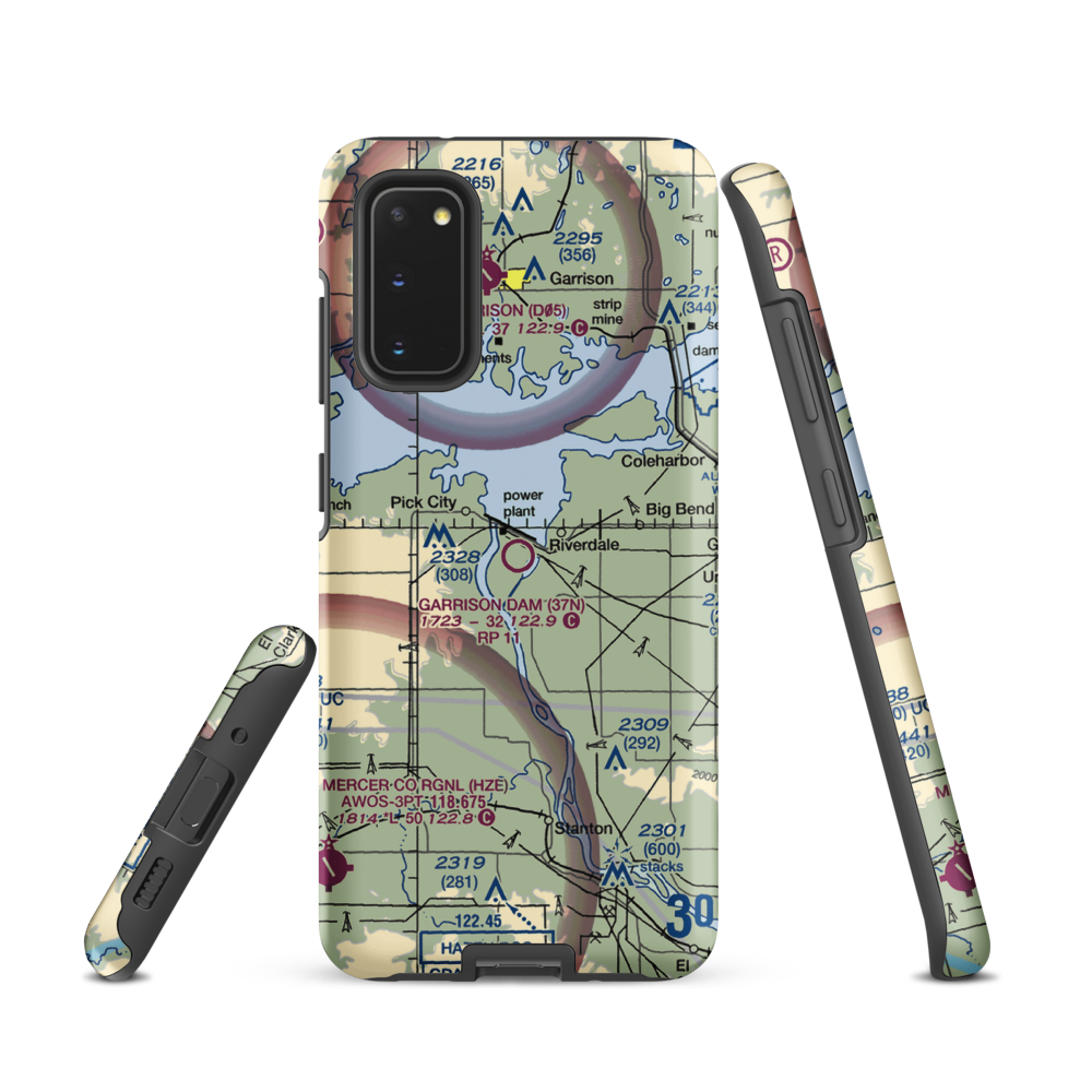 Garrison Dam Recreational Airpark (37N) VFR Sectional Samsung Phone Case Samsung Galaxy S20 model shown