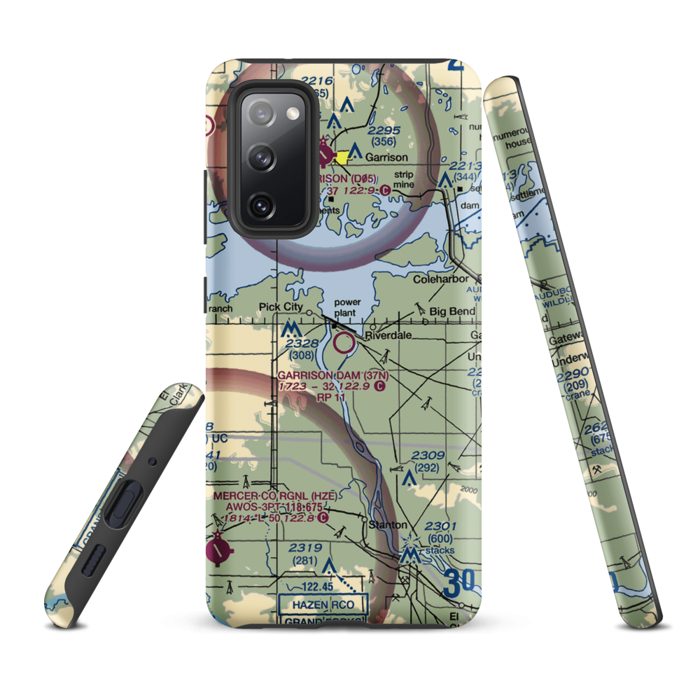Garrison Dam Recreational Airpark (37N) VFR Sectional Samsung Phone Case Samsung Galaxy S20 FE model shown