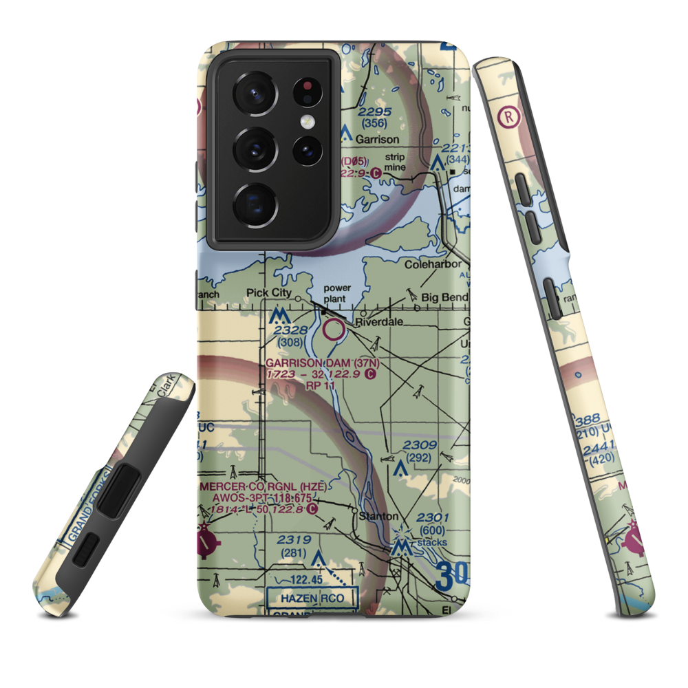 Garrison Dam Recreational Airpark (37N) VFR Sectional Samsung Phone Case Samsung Galaxy S21 Ultra model shown