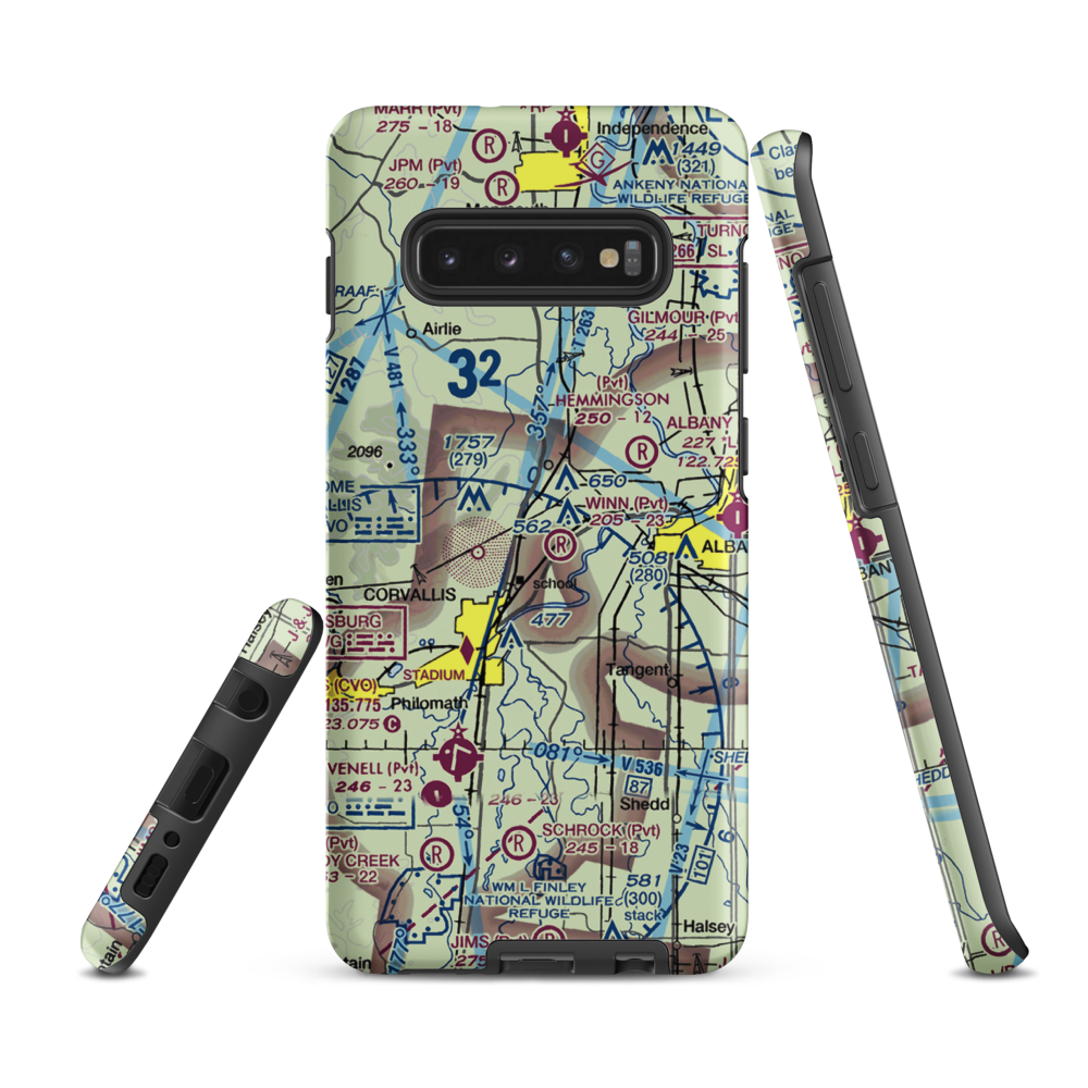 Gates Airport (8OR7) VFR Sectional Samsung Phone Case Samsung Galaxy S10 Plus model shown