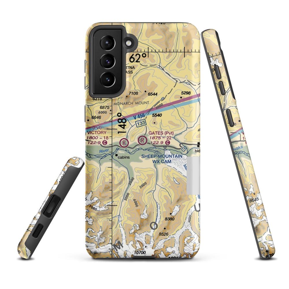 Gates Ranch Airport (28AK) VFR Sectional Samsung Phone Case Samsung Galaxy S21 Plus model shown