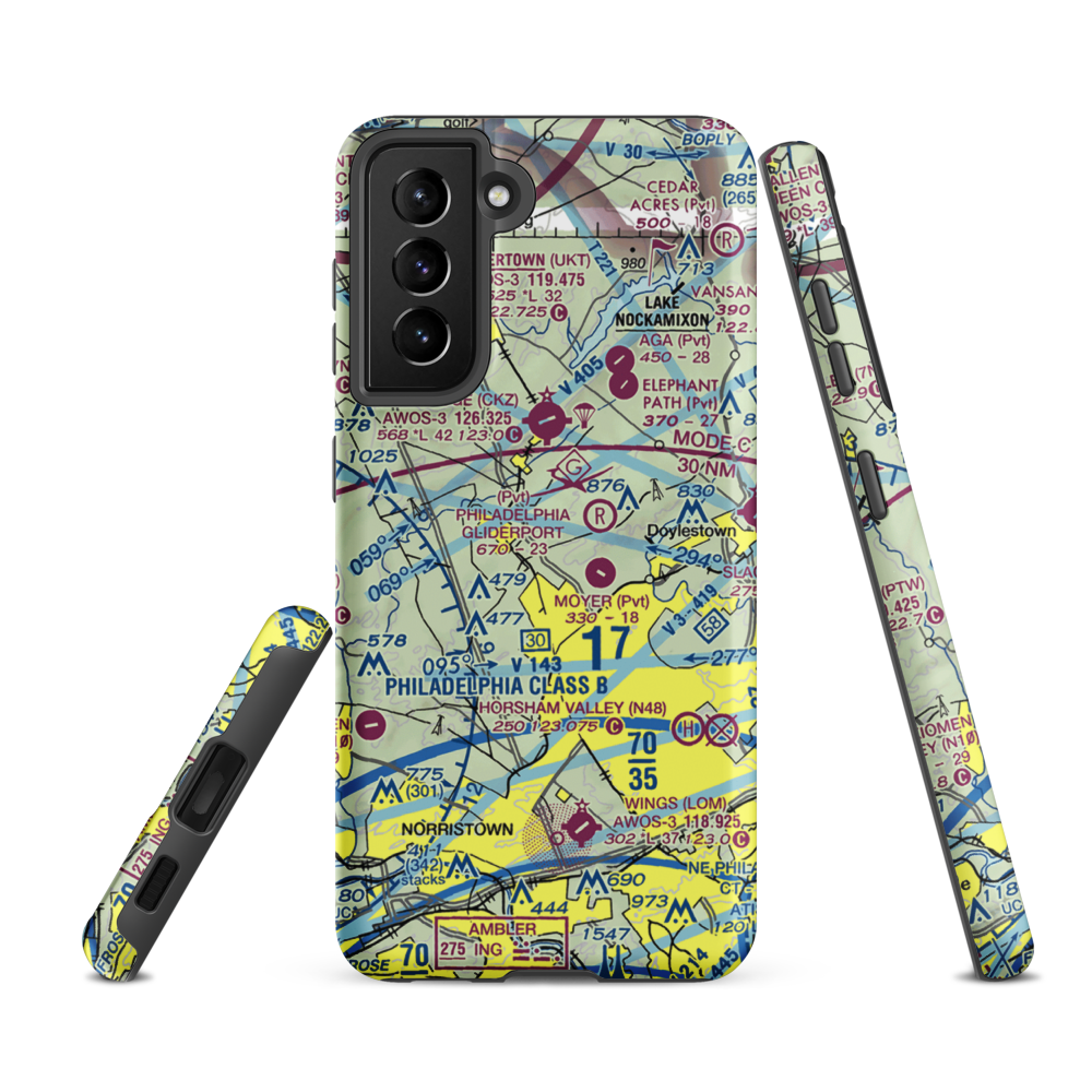Gehris Airport (39PA) VFR Sectional Samsung Phone Case Samsung Galaxy S21 FE model shown