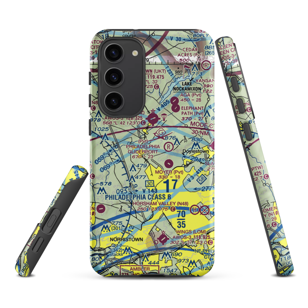 Gehris Airport (39PA) VFR Sectional Samsung Phone Case Samsung Galaxy S23 Plus model shown