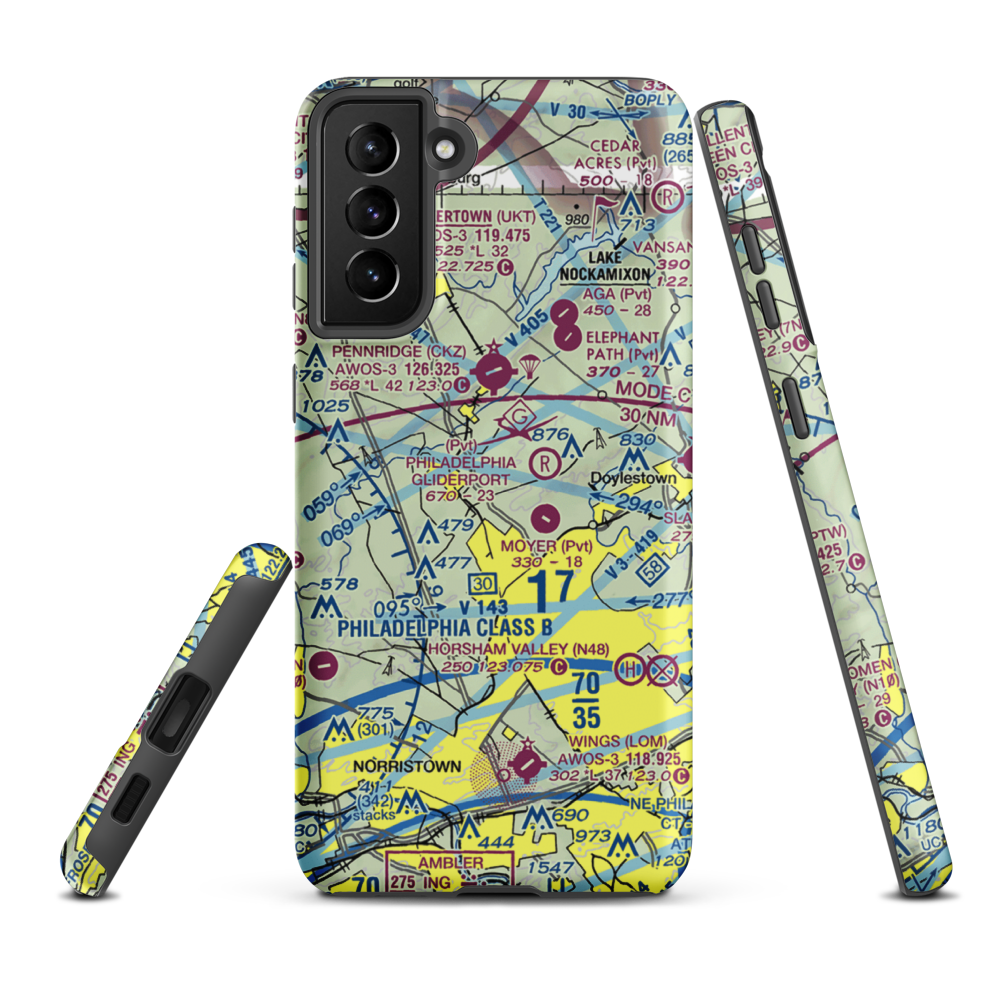 Gehris Airport (39PA) VFR Sectional Samsung Phone Case Samsung Galaxy S21 FE model shown