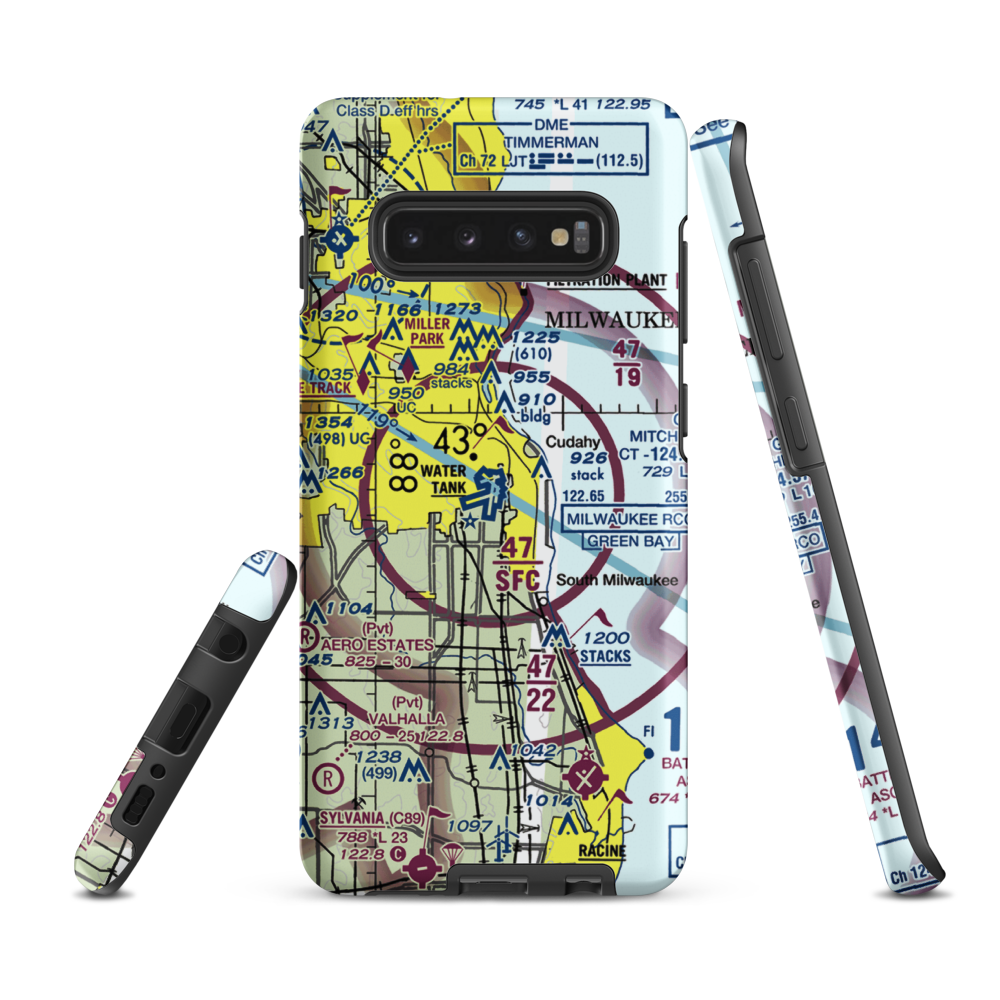 General Mitchell International Airport (MKE) VFR Sectional Samsung Phone Case Samsung Galaxy S10e model shown