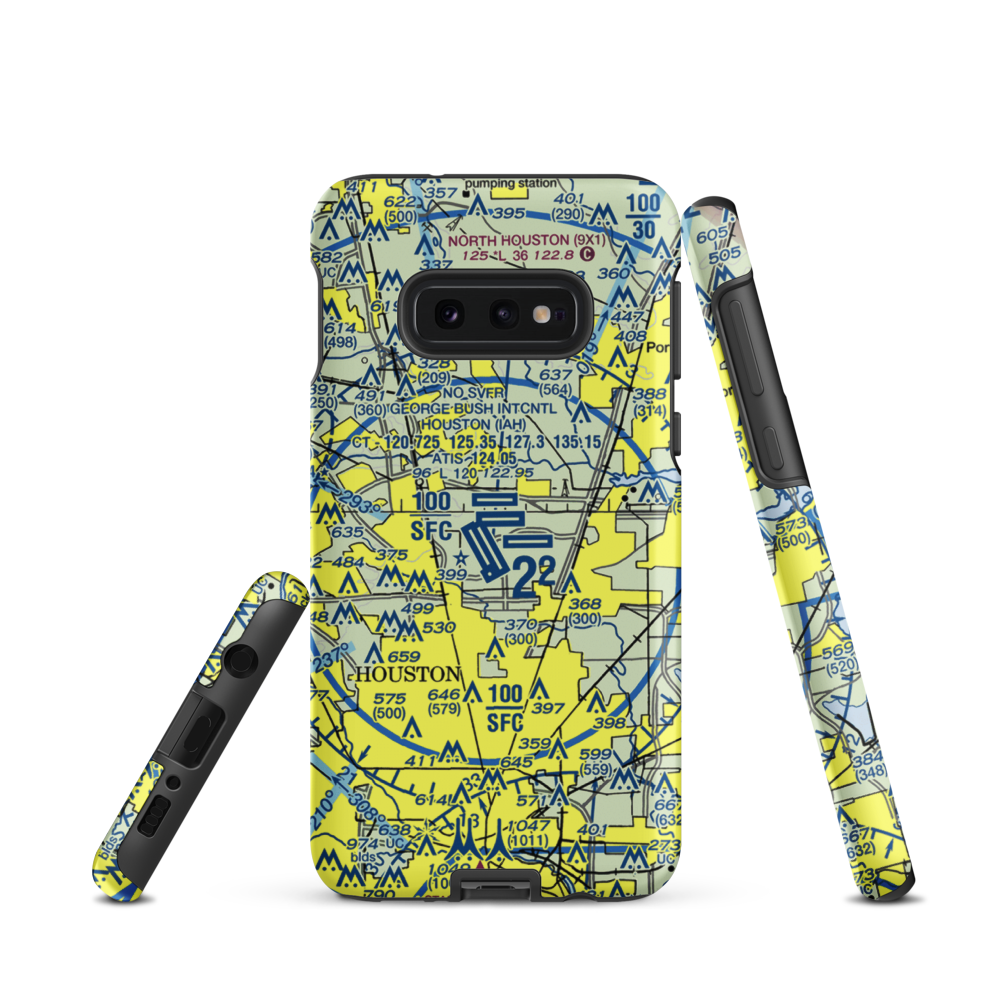 George Bush Intercontinental Houston Airport (IAH) VFR Sectional Samsung Phone Case Samsung Galaxy S10e model shown