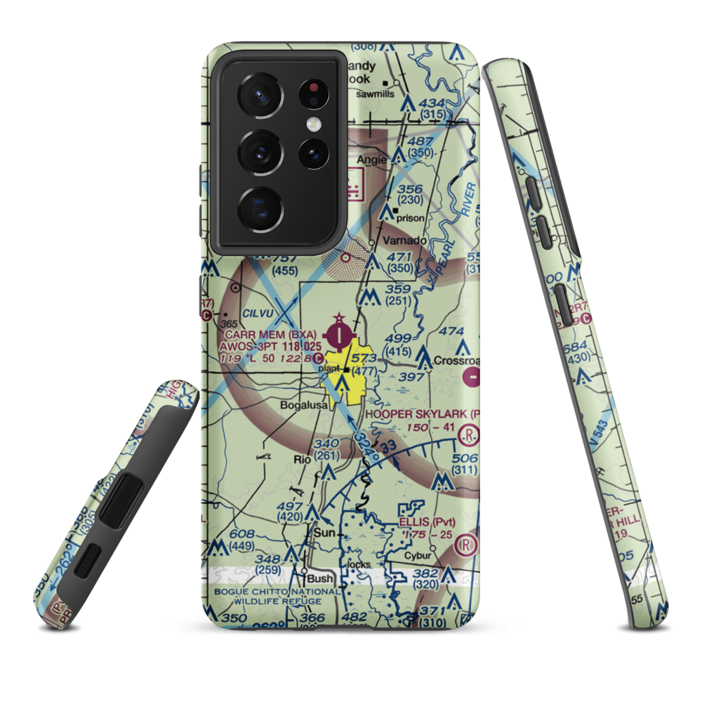George R Carr Memorial Air Field (BXA) VFR Sectional Samsung Phone Case Samsung Galaxy S21 Ultra model shown