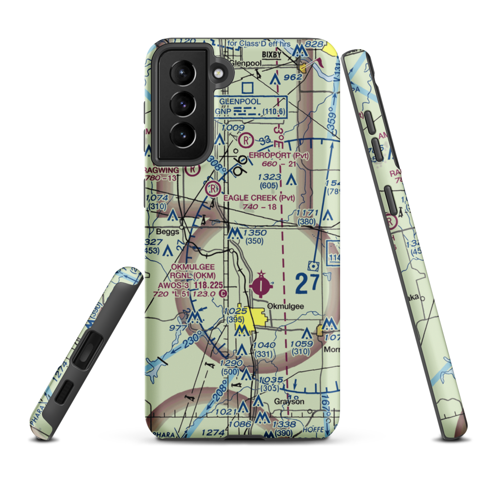 Gerhart Airport (19OK) VFR Sectional Samsung Phone Case Samsung Galaxy S21 FE model shown