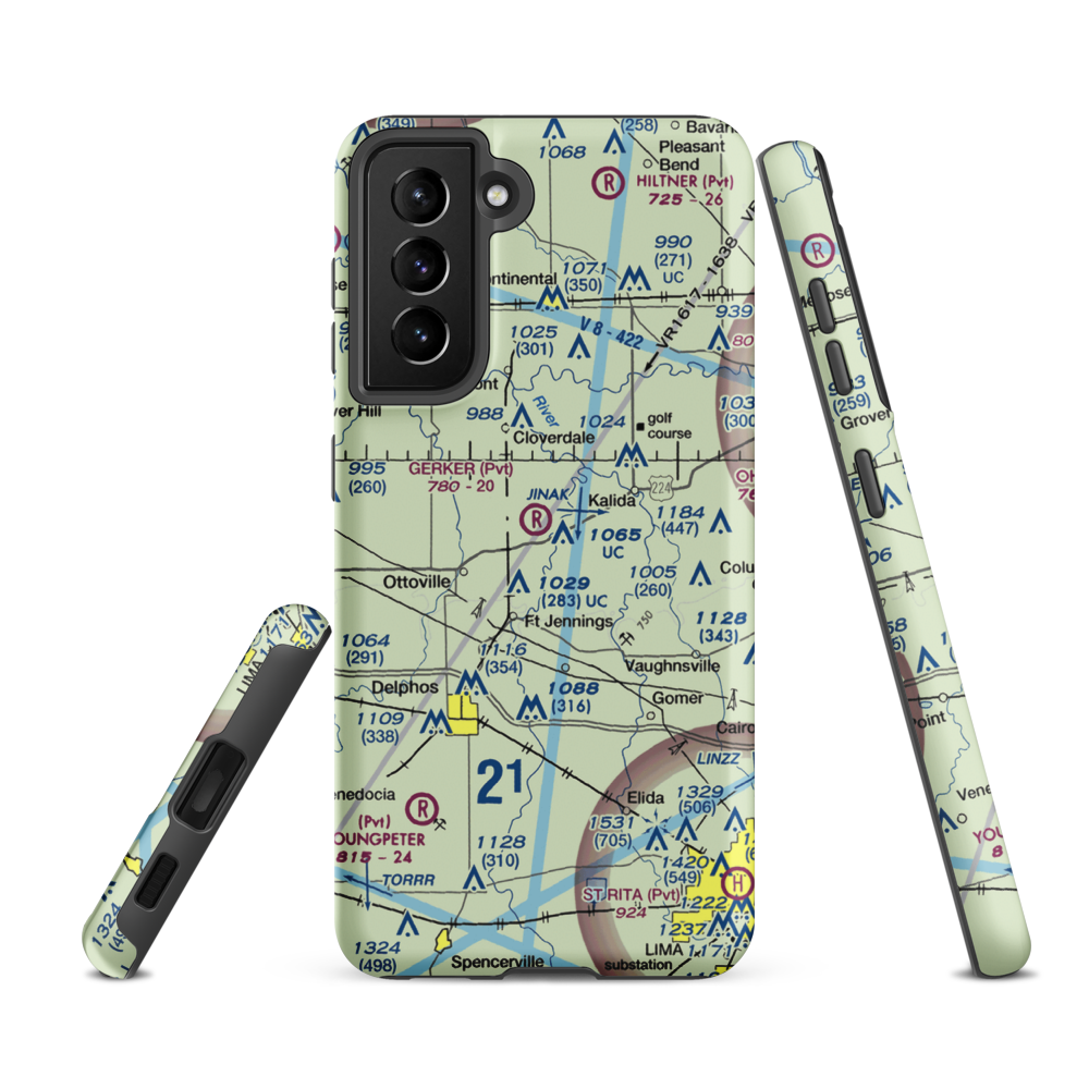 Gerker Airfield (OH60) VFR Sectional Samsung Phone Case Samsung Galaxy S21 FE model shown