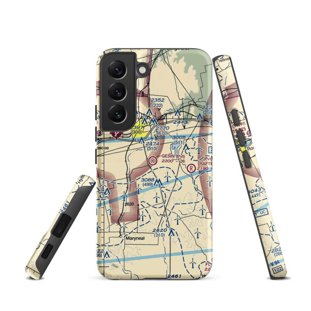 Gesin Ranches Airport (86XS) VFR Sectional Samsung Phone Case Samsung Galaxy S22 model shown