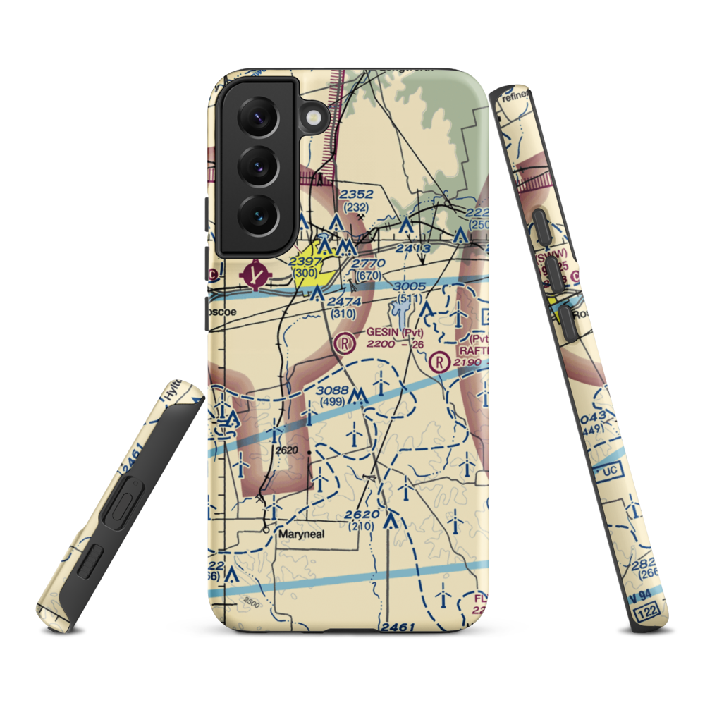 Gesin Ranches Airport (86XS) VFR Sectional Samsung Phone Case Samsung Galaxy S22 Plus model shown